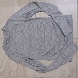 ATHLETA small gray performance long sleeve stretch tee with mesh, $88.00